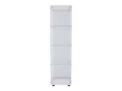 Vitrine de vidro com 4 prateleiras e 1 porta, 164x42,5x36,5 cm, armário de coleção, branco, transparente