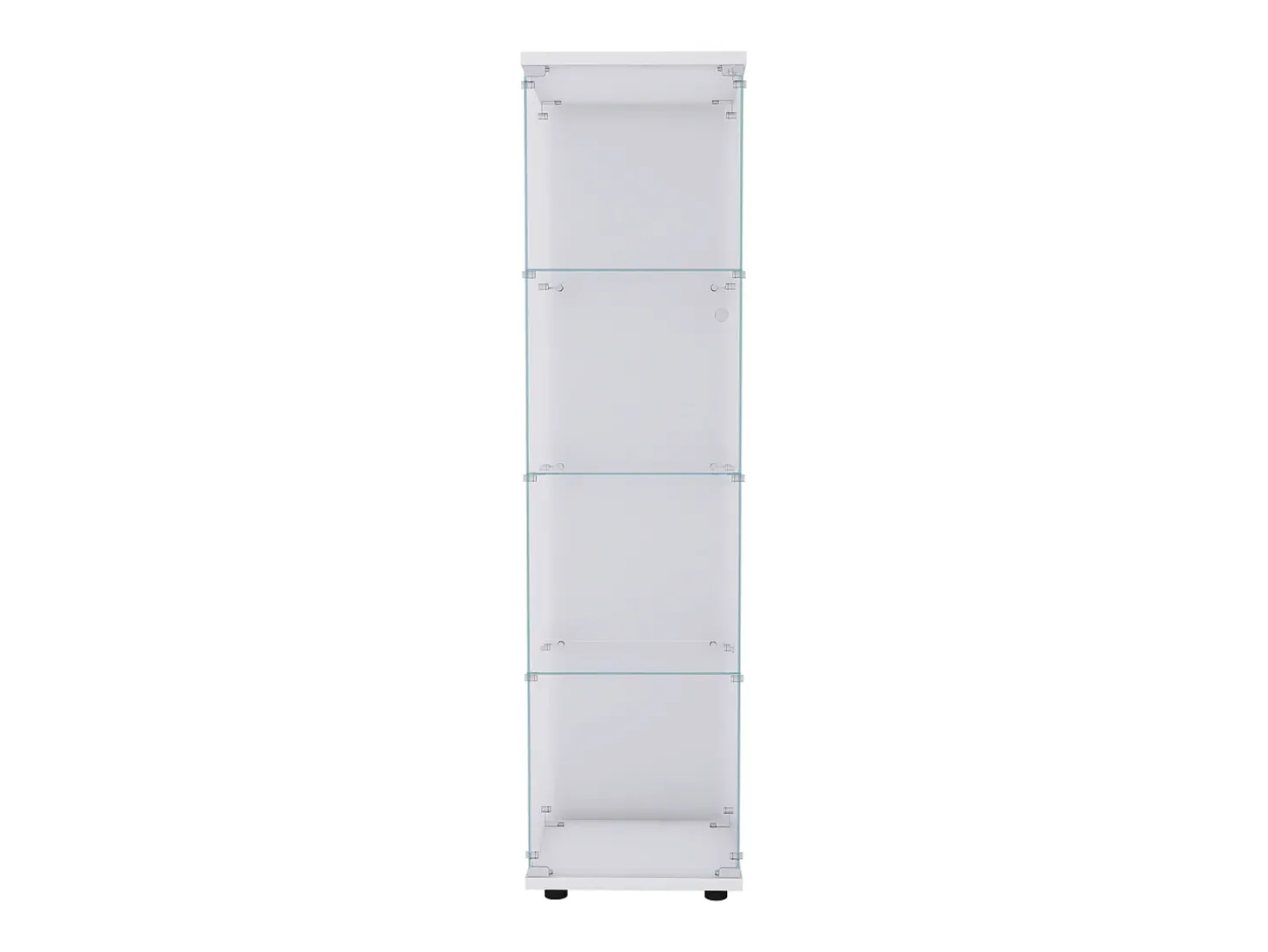 Vitrine de vidro com 4 prateleiras e 1 porta, 164x42,5x36,5 cm, armário de coleção, branco, transparente