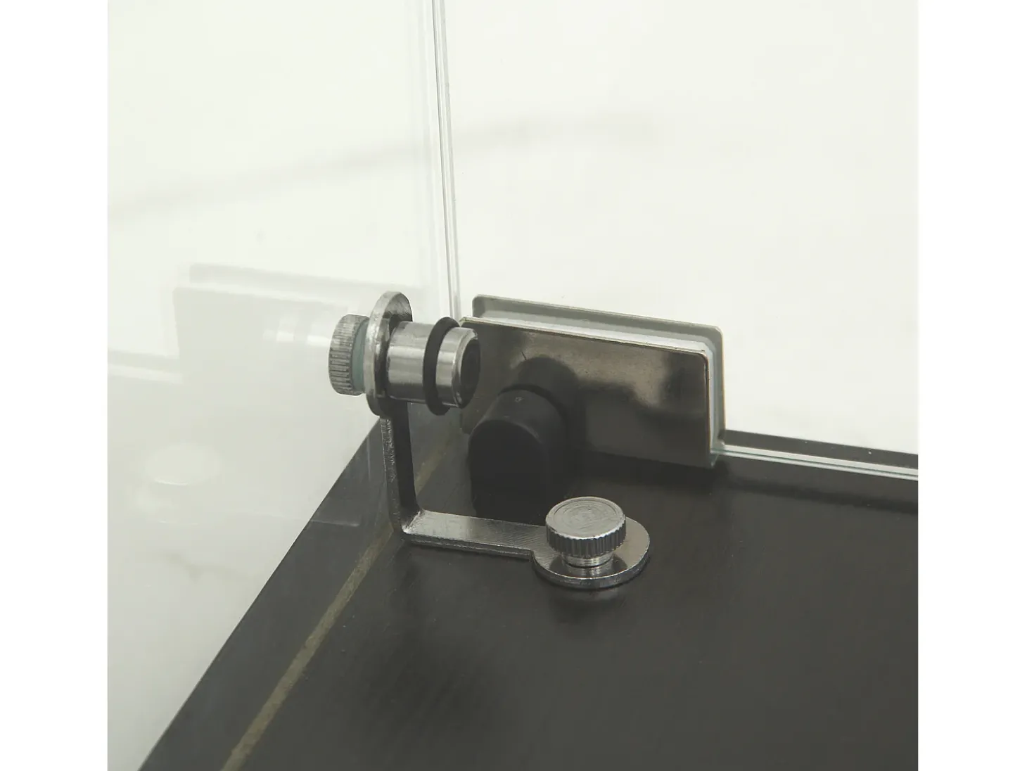 Vitrine de vidro com 2 prateleiras, vitrine de vidro com luzes LED e portas, 86x40x36 cm, preta