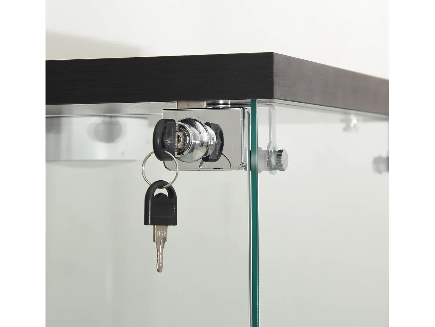 Vitrine de vidro com 2 prateleiras, vitrine de vidro com luzes LED e portas, 86x40x36 cm, preta
