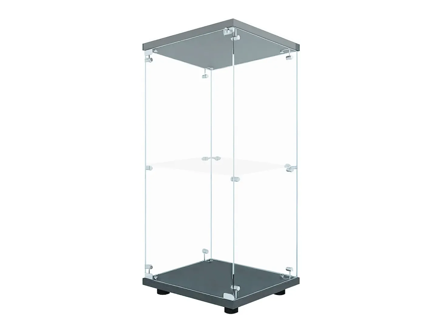 Vitrine de vidro com 2 prateleiras, vitrine de vidro com luzes LED e portas, 86x40x36 cm, preta