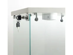 Vitrine de vidro com 2 prateleiras, vitrine de vidro com luzes LED e portas, 86x40x36 cm, branca