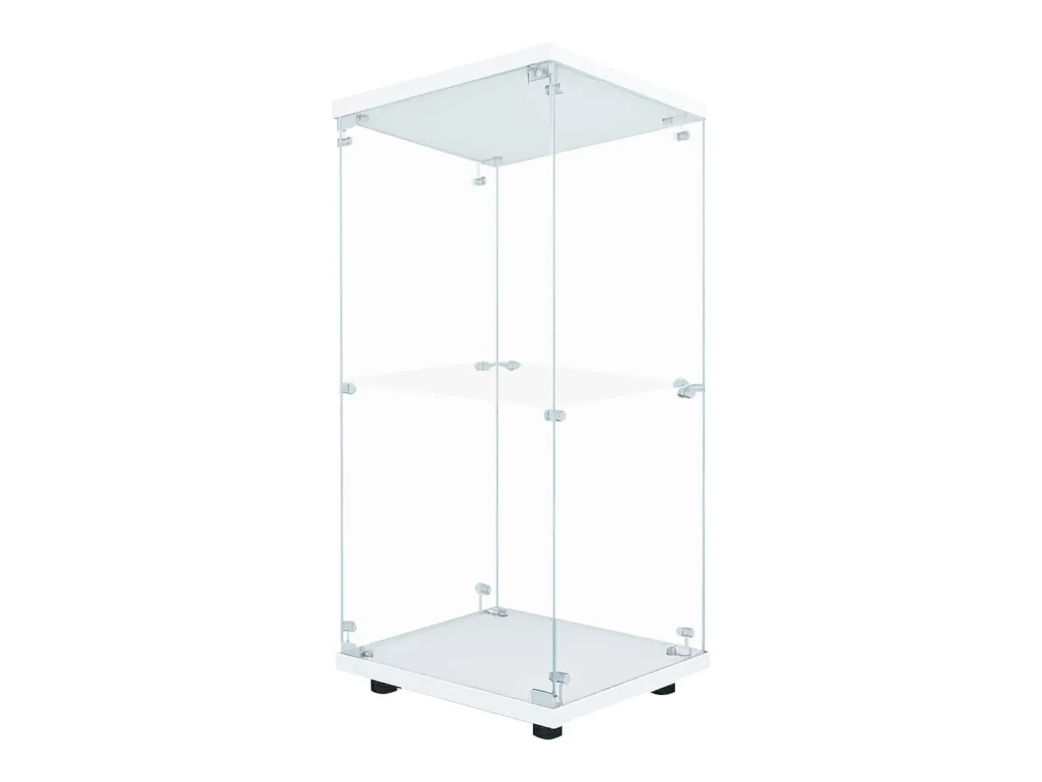 Vitrine de vidro com 2 prateleiras, vitrine de vidro com luzes LED e portas, 86x40x36 cm, branca