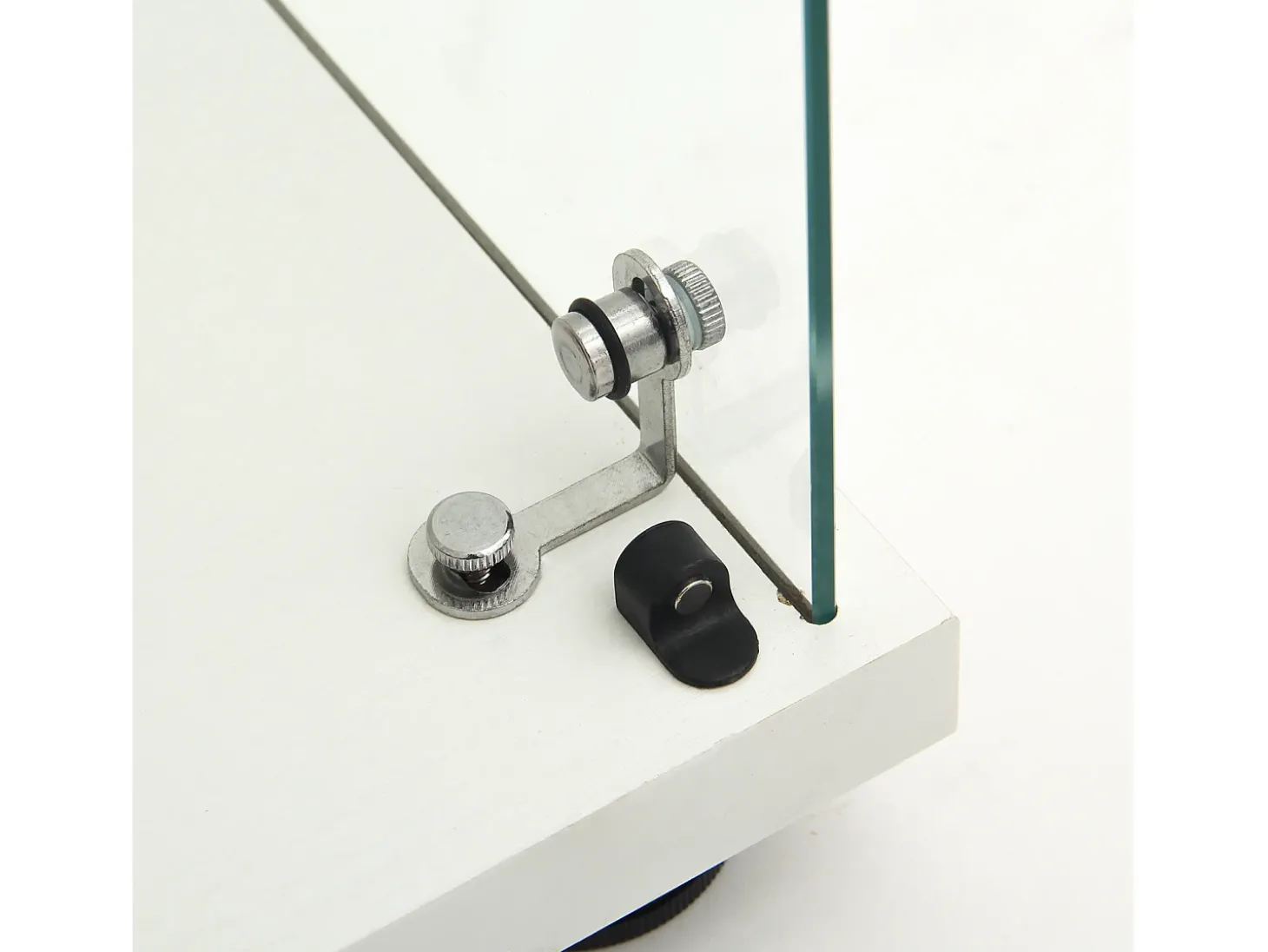 Vitrine de vidro com 2 prateleiras, vitrine de vidro com luzes LED e portas, 86x40x36 cm, branca