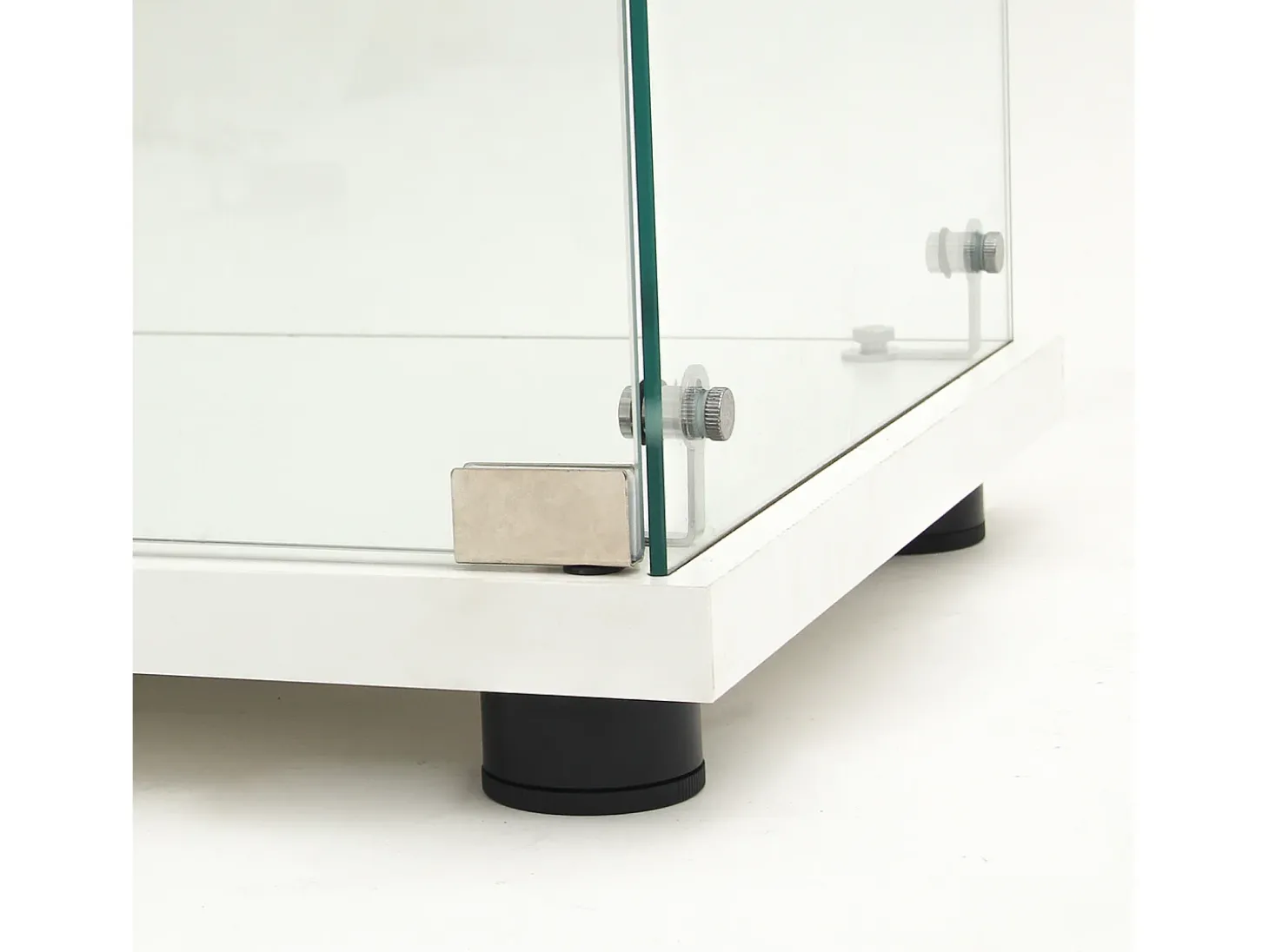 Vitrine de vidro com 2 prateleiras, vitrine de vidro com luzes LED e portas, 86x40x36 cm, branca