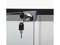 Vitrine de vidro com 4 prateleiras, 2 portas e fechadura, 164 x 80 x 36 cm, preta