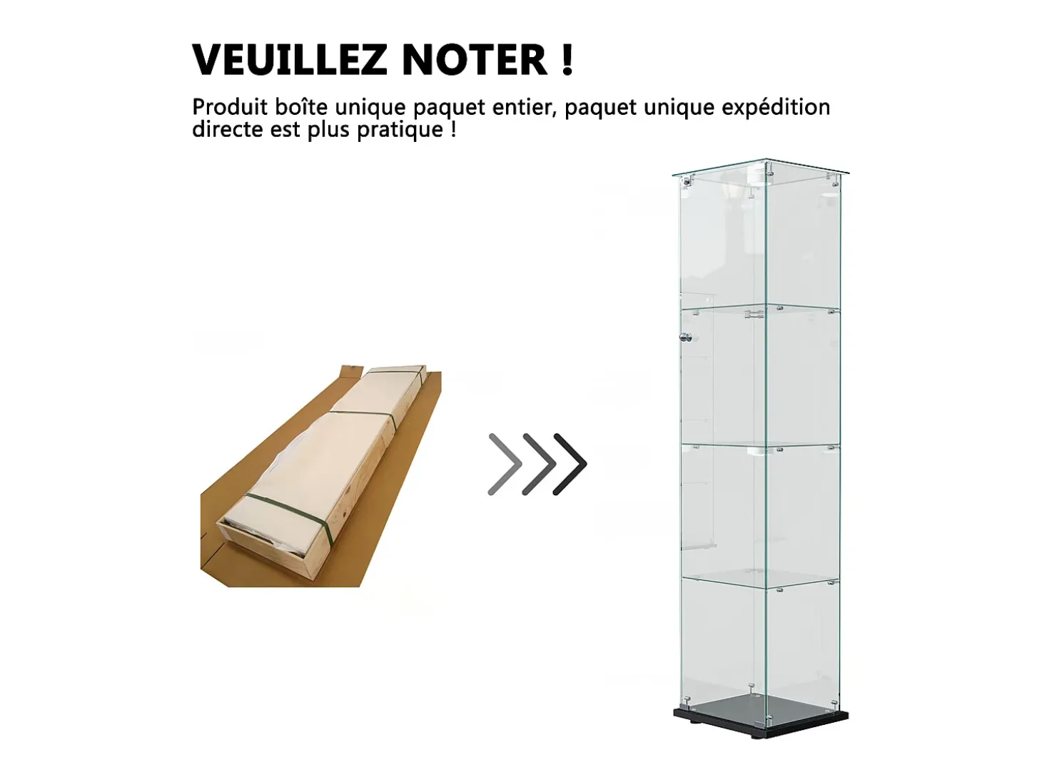 Vitrine de vidro com iluminação LED acionável por toque, portas e prateleiras com fechadura, 163x40x35 cm, preta