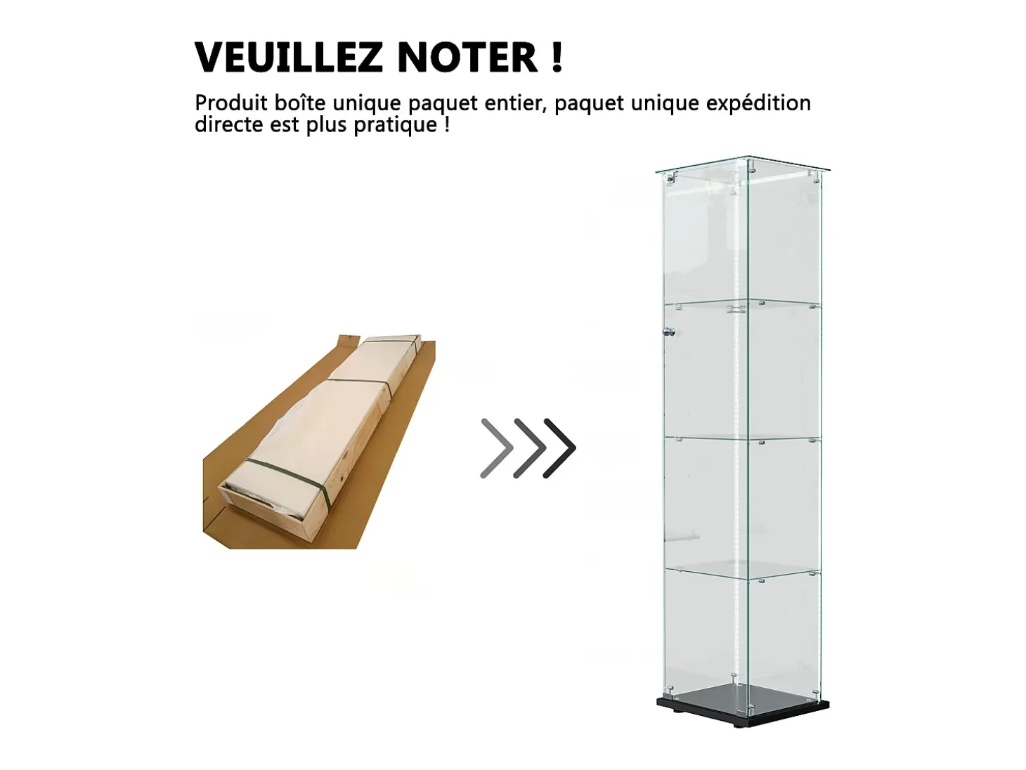Vitrine de vidro com iluminação LED, portas e prateleiras com fechadura, ideal para sala de estar/bar, 163x40x35 cm, preta.