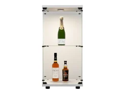 Vitrine de vidro com parede dupla, 40*86*36,5 cm, com fechadura antifurto e iluminação LED, branca.
