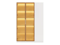 Vitrine de vidro de 165 cm de altura - Iluminação LED - 3 portas - Prateleiras ajustáveis - MDF + Painéis de partículas - Branco
