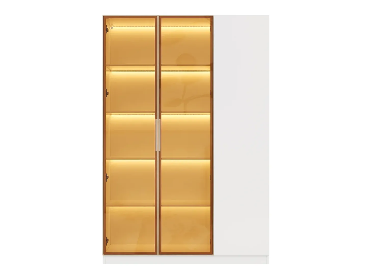 Vitrine de vidro de 165 cm de altura - Iluminação LED - 3 portas - Prateleiras ajustáveis - MDF + Painéis de partículas - Branco