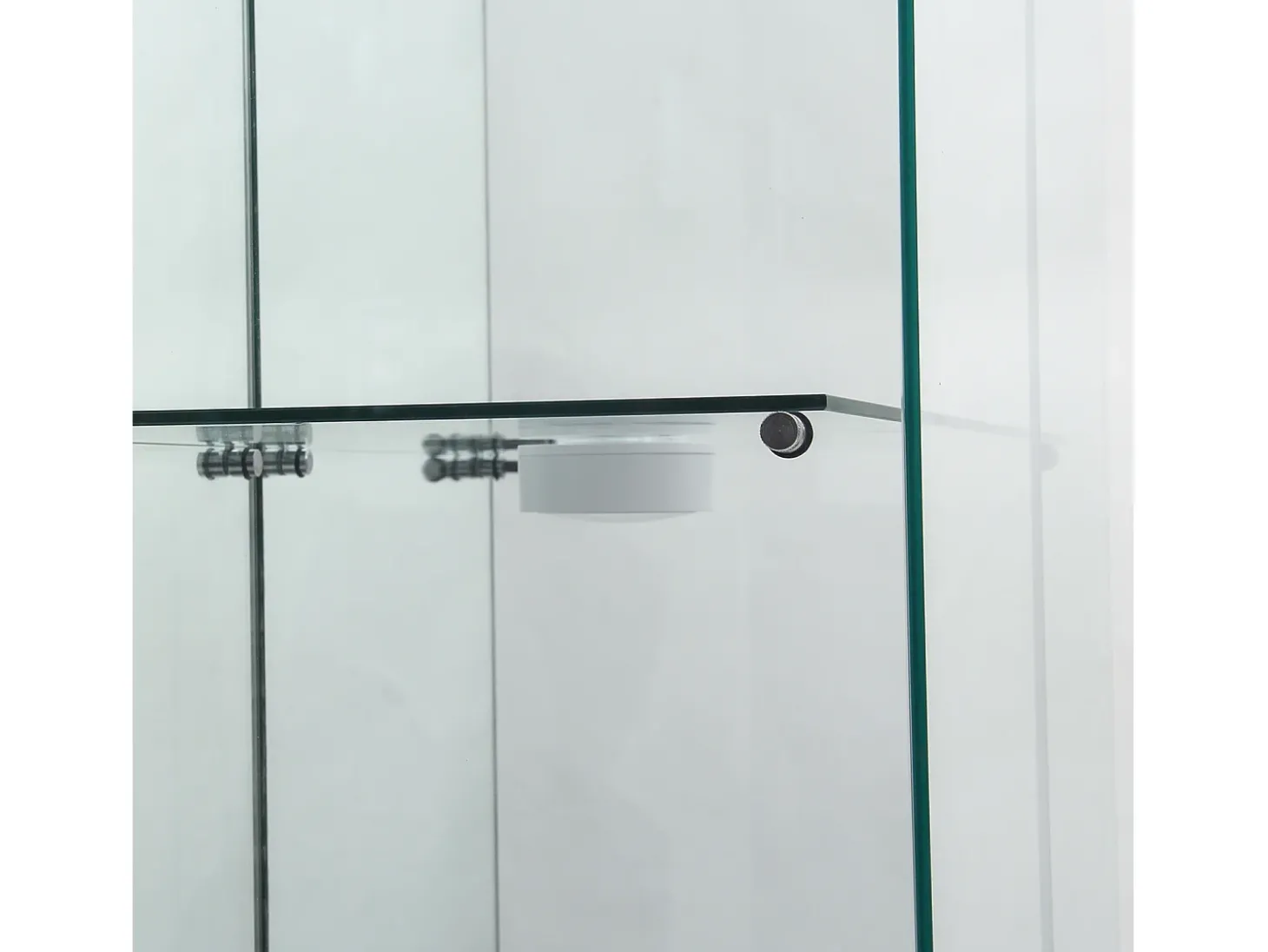 Vitrine de vidro de 163,9 x 36,49 x 80,49 cm, com prateleiras e iluminação LED, armário de curiosidades com porta dupla