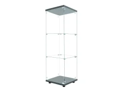 Vitrine de vidro GAHRELPER – 3 prateleiras, 1 porta, vidro temperado, luz LED, branco, 42x36x125 cm