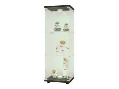 Vitrine de vidro GAHRELPER – 3 prateleiras, 1 porta, vidro temperado, luz LED, branco, 42x36x125 cm