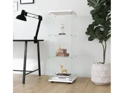 Vitrine de vidro GAHRELPER – 3 prateleiras, 1 porta, vidro temperado, branco, 42x36x125 cm