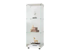Vitrine de vidro GAHRELPER – 3 prateleiras, 1 porta, vidro temperado, branco, 42x36x125 cm
