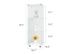 Vitrine de vidro GAHRELPER – 3 prateleiras, 1 porta, vidro temperado, branco, 42x36x125 cm