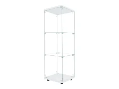 Vitrine de vidro GAHRELPER – 3 prateleiras, 1 porta, vidro temperado, luz LED, preta, 42x36x125 cm