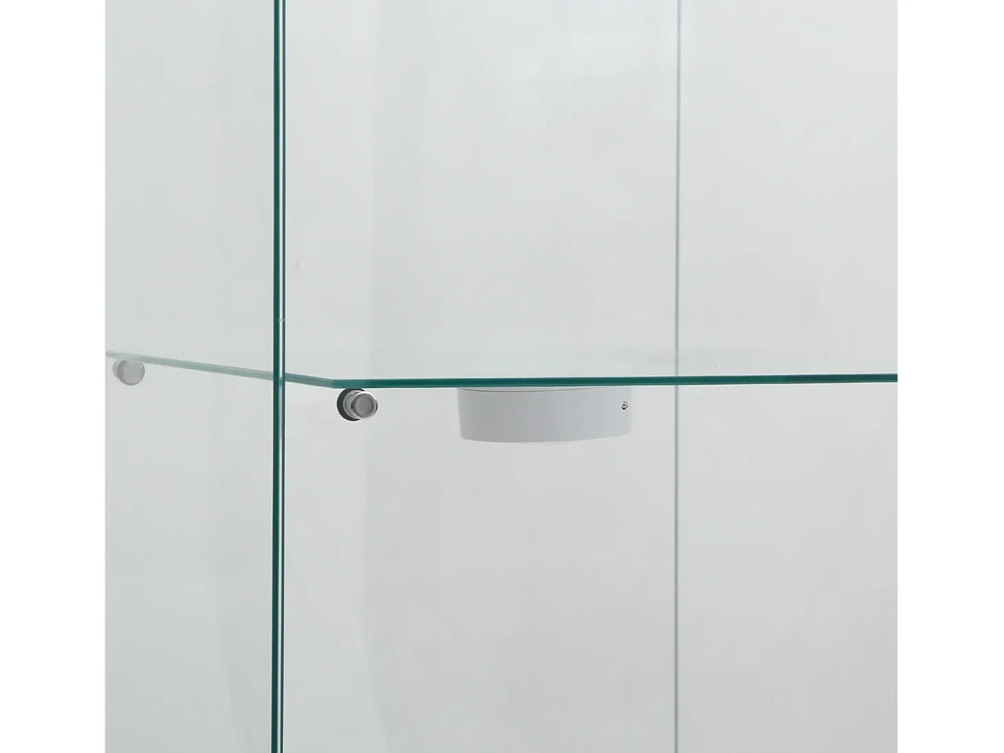 Vitrine de vidro independente, 125 cm, com iluminação LED, fechadura, 1 porta, 3 prateleiras, transparente, branca
