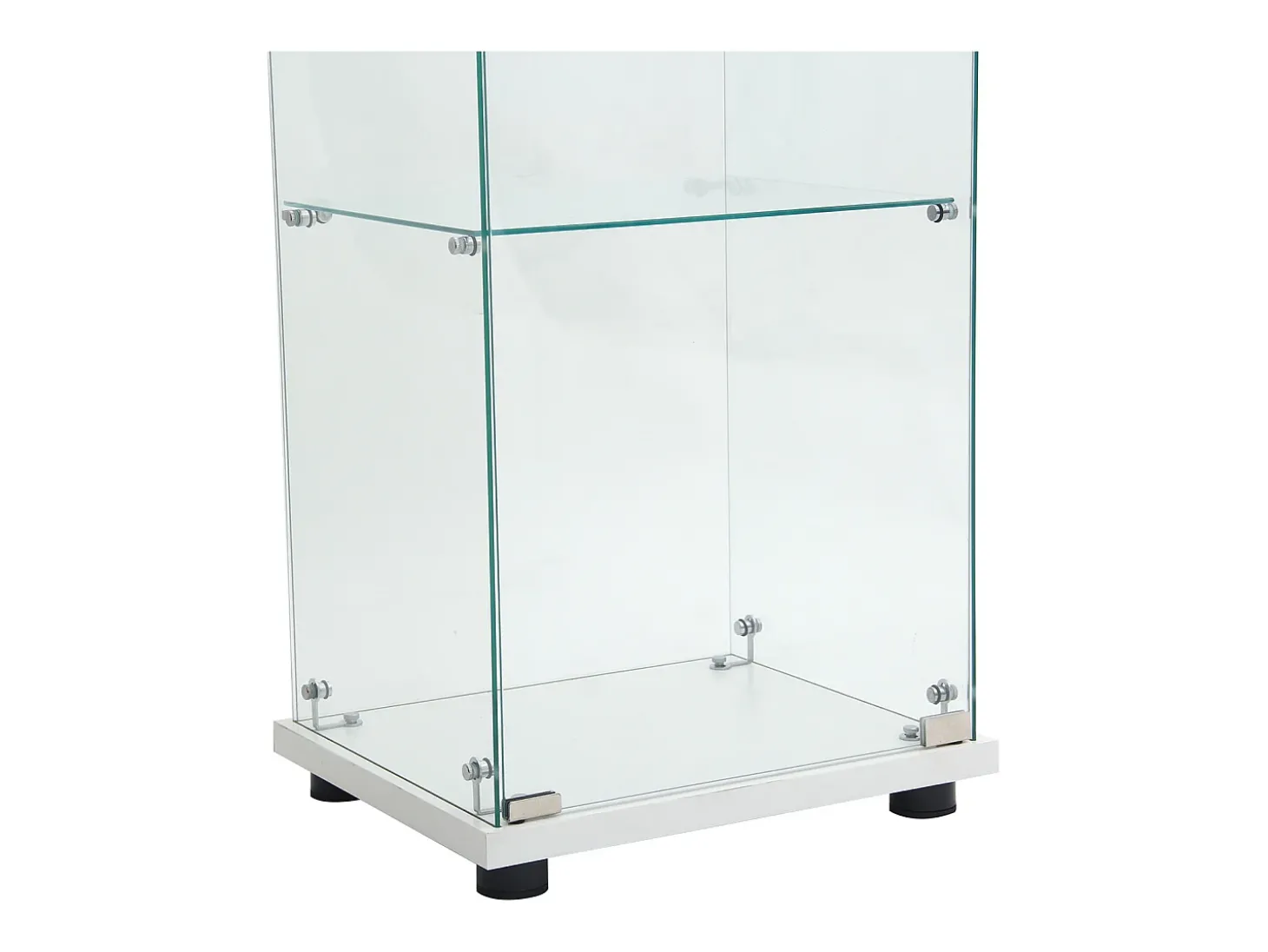 Vitrine de vidro independente, 125 cm, com iluminação LED, fechadura, 1 porta, 3 prateleiras, transparente, branca