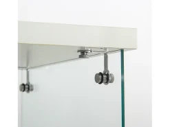 Vitrine de vidro independente, 125 cm, com iluminação LED, fechadura, 1 porta, 3 prateleiras, transparente, branca