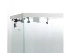 Vitrine de vidro independente, 125 cm, com iluminação LED, fechadura, 1 porta, 3 prateleiras, transparente, branca