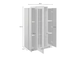 Vitrine Dfrutt, Aparador com três portas, Móveis de sala multiuso, 100% Fabricado na Itália, 80x38h121 cm, Antracite e Bordo