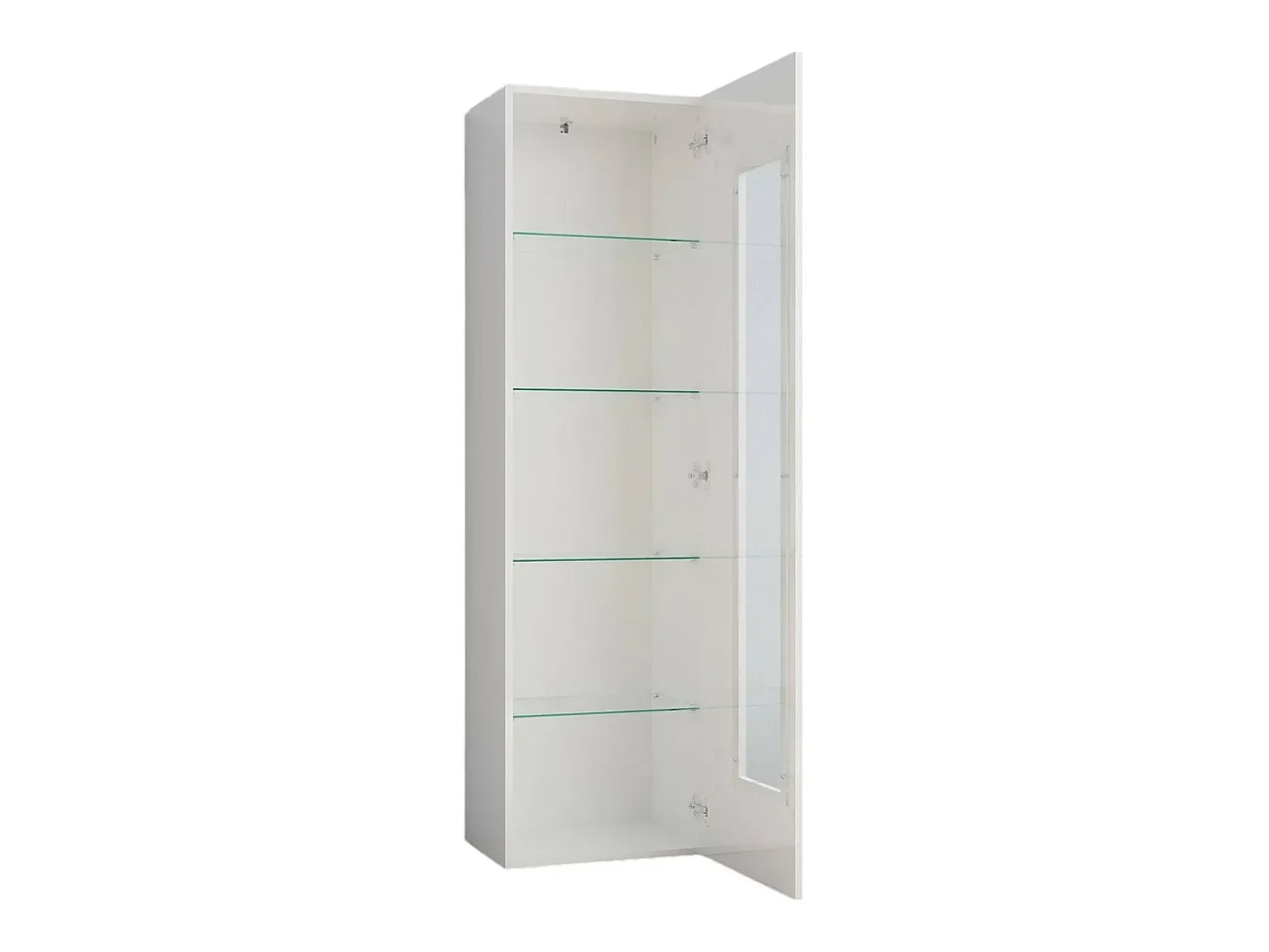 Vitrine Dizz, Aparador com porta de vidro, Móveis de sala multiuso, 100% Fabricado na Itália, 45x34h162 cm, Branco brilhante