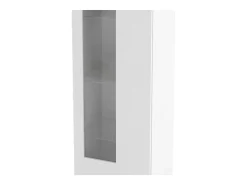Vitrine Dizz, Aparador com porta de vidro, Móveis de sala multiuso, 100% Fabricado na Itália, 45x34h162 cm, Branco brilhante