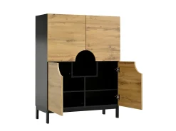 Vitrine e sapateira 2 em 1 – Design moderno com prateleiras ajustáveis e amplo espaço de armazenamento.