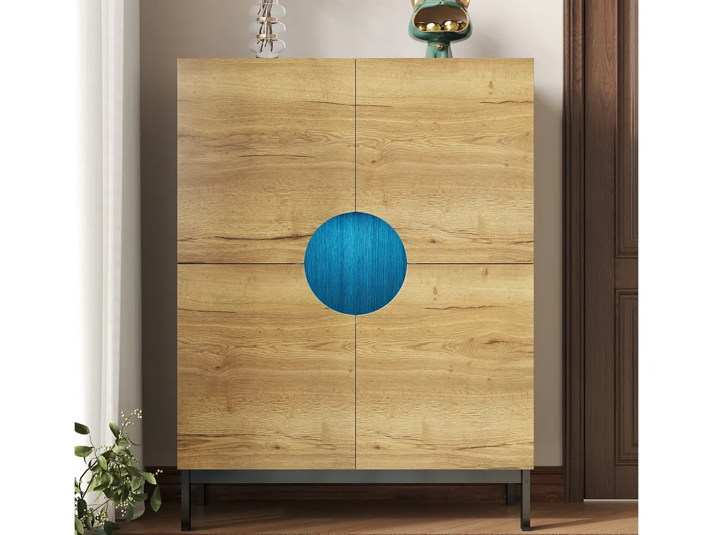 Vitrine e sapateira 2 em 1 – Design moderno com prateleiras ajustáveis e amplo espaço de armazenamento.