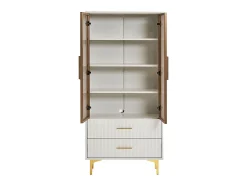 Vitrine em Vidro 150cm - com LED - 2 Portas e 2 gavetas - prateleiras móveis - 70x35x150cm