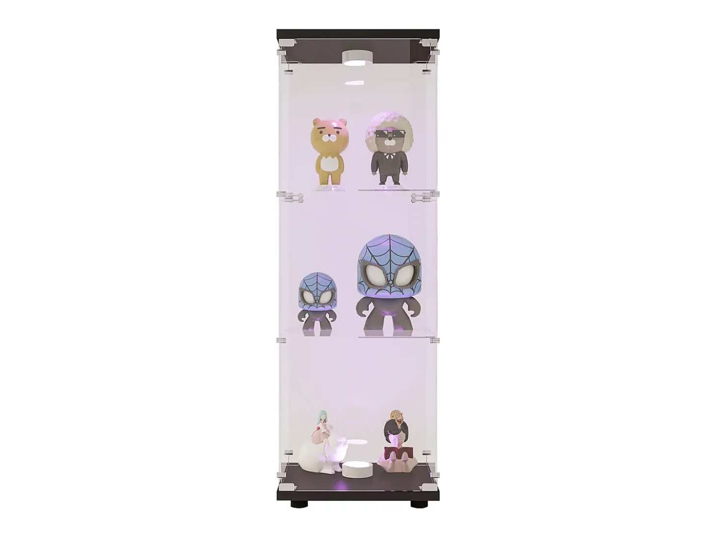 Vitrine em vidro 42×36×125cm GARHELPER - 3 prateleiras - 1 porta - Vidro temperado - Luz LED - branco