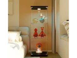 Vitrine em vidro 42×36×125cm GARHELPER - 3 prateleiras - 1 porta - Vidro temperado - Luz LED - branco