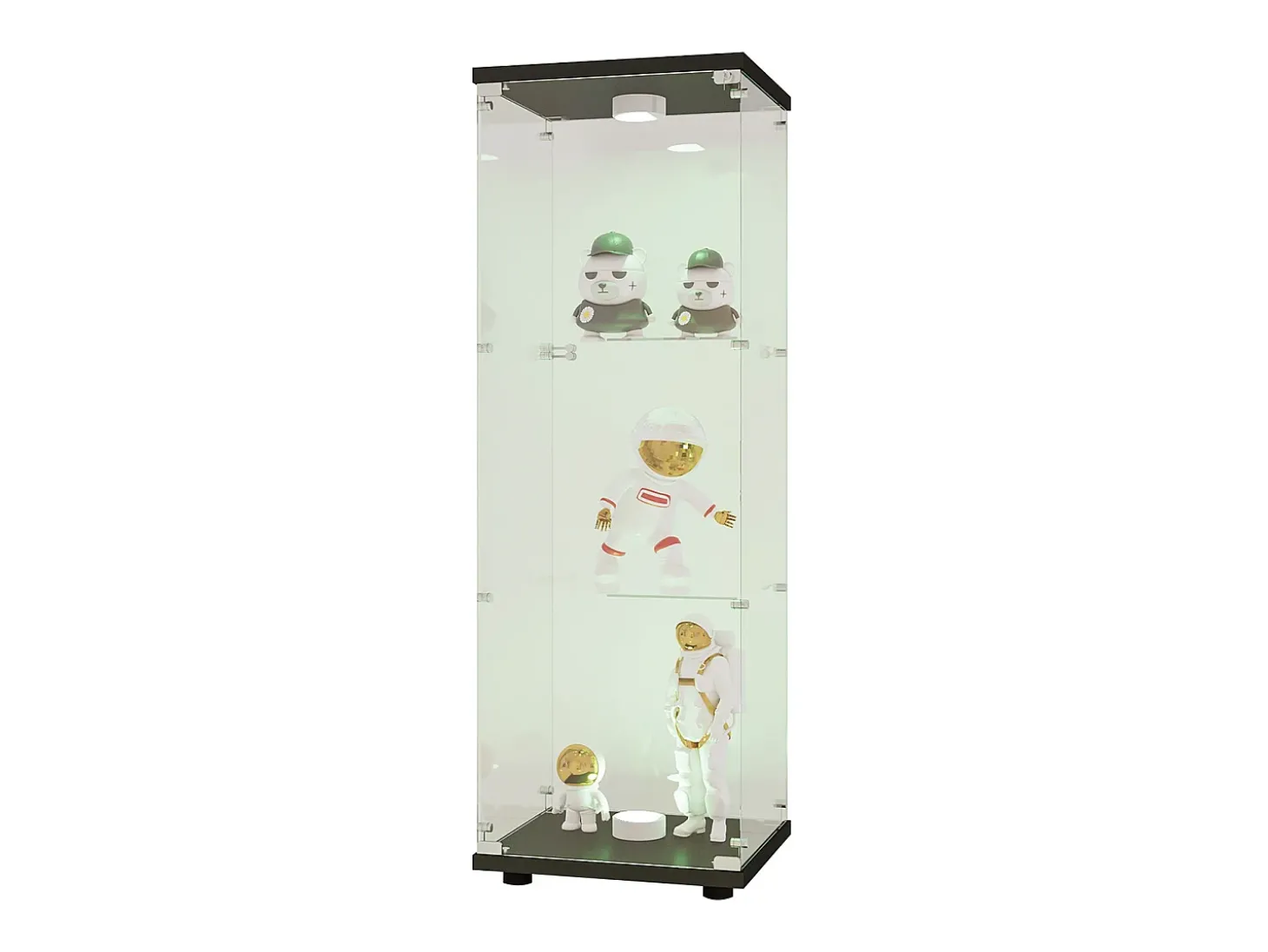 Vitrine em vidro 42×36×125cm GARHELPER - 3 prateleiras - 1 porta - Vidro temperado - Luz LED - branco