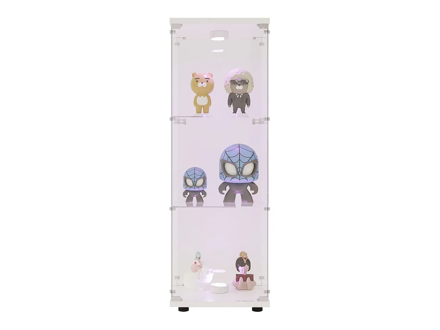 Vitrine em vidro 42×36×125cm GARHELPER - 3 prateleiras - 1 porta - Vidro temperado - Luz LED - Preto