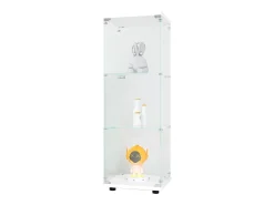 Vitrine em vidro 42×36×125cm GHARHELPER - 3 prateleiras - 1 porta - Vidro temperado - branco