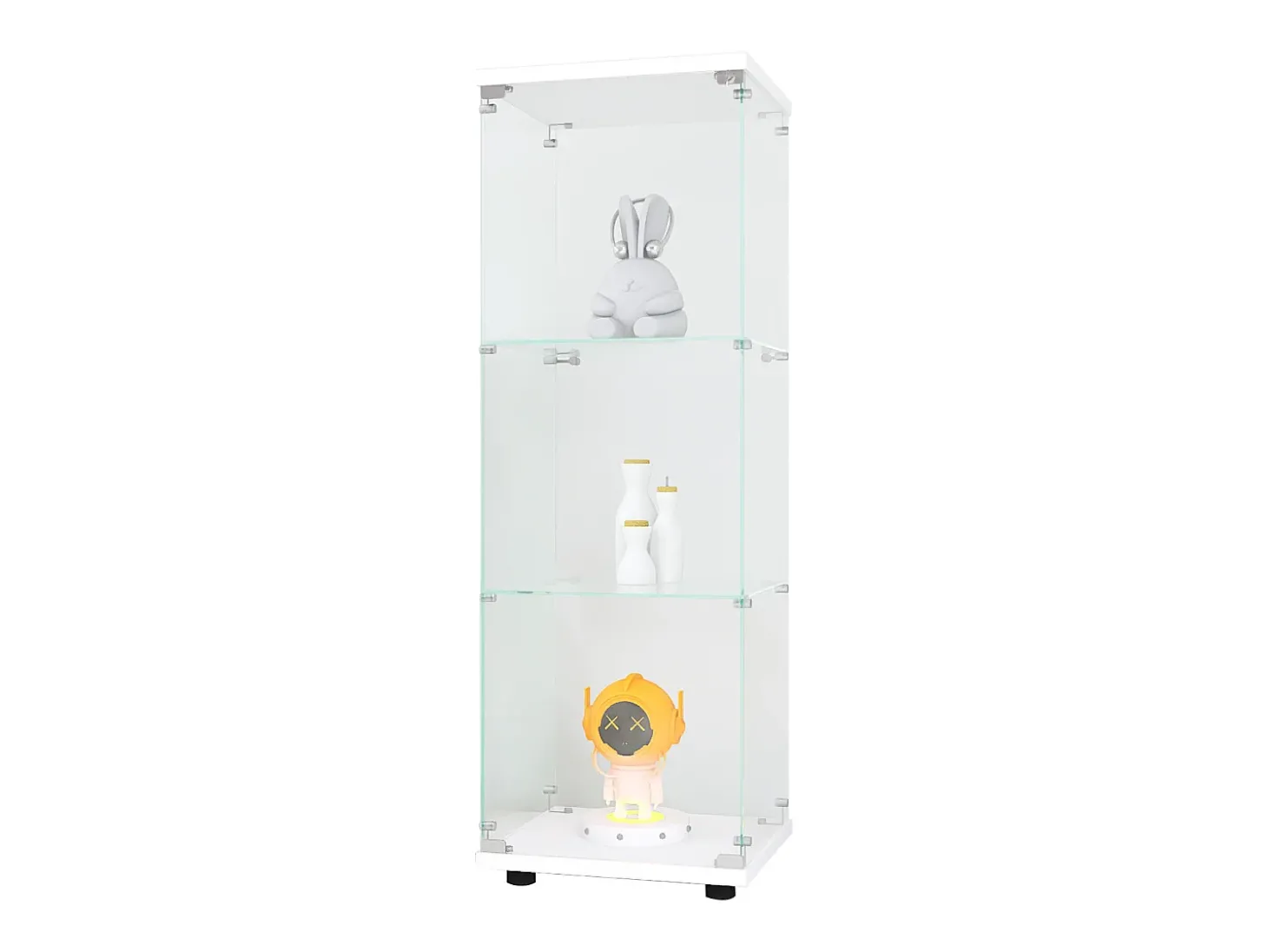 Vitrine em vidro 42×36×125cm GHARHELPER - 3 prateleiras - 1 porta - Vidro temperado - branco