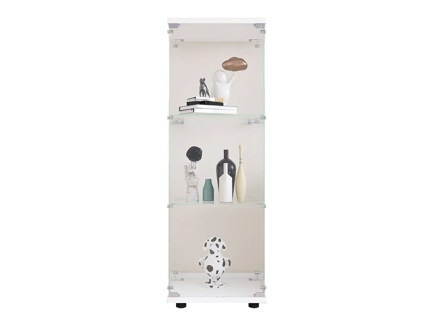 Vitrine em vidro 42×36×125cm GHARHELPER - 3 prateleiras - 1 porta - Vidro temperado - branco