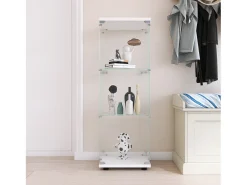 Vitrine em vidro 42×36×125cm GHARHELPER - 3 prateleiras - 1 porta - Vidro temperado - branco