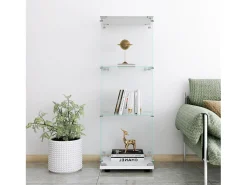 Vitrine em vidro 42×36×125cm GHARHELPER - 3 prateleiras - 1 porta - Vidro temperado - branco