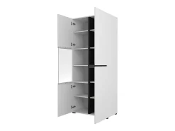 Vitrine haute 2 portes collection HAVANA. Coloris blanc et noir.