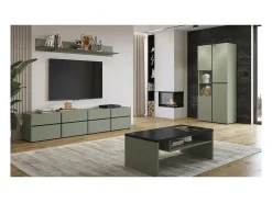Vitrine haute 2 portes collection HAVANA. Coloris sauge et noir.