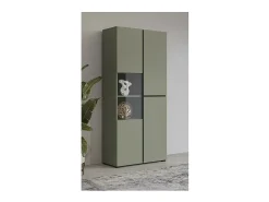 Vitrine haute 2 portes collection HAVANA. Coloris sauge et noir.