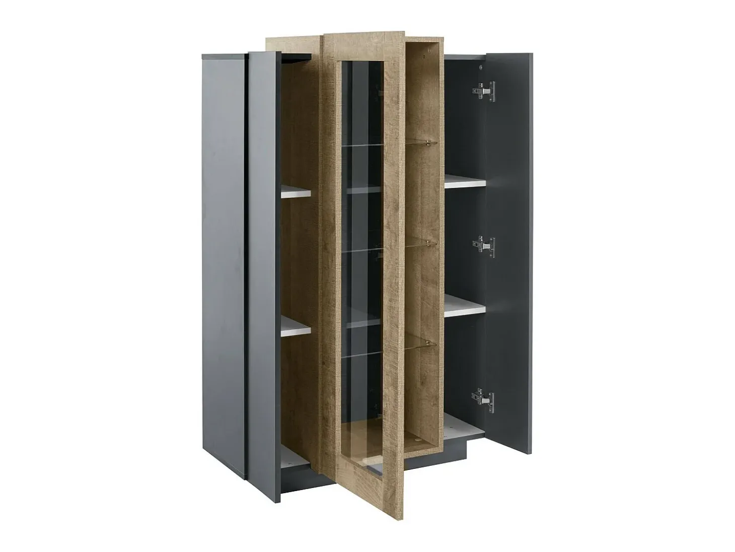 Vitrine Kevin, Aparador com três portas, Móveis de sala multiuso, 100% Fabricado na Itália, 80x38h121 cm, Antracite e Bordo