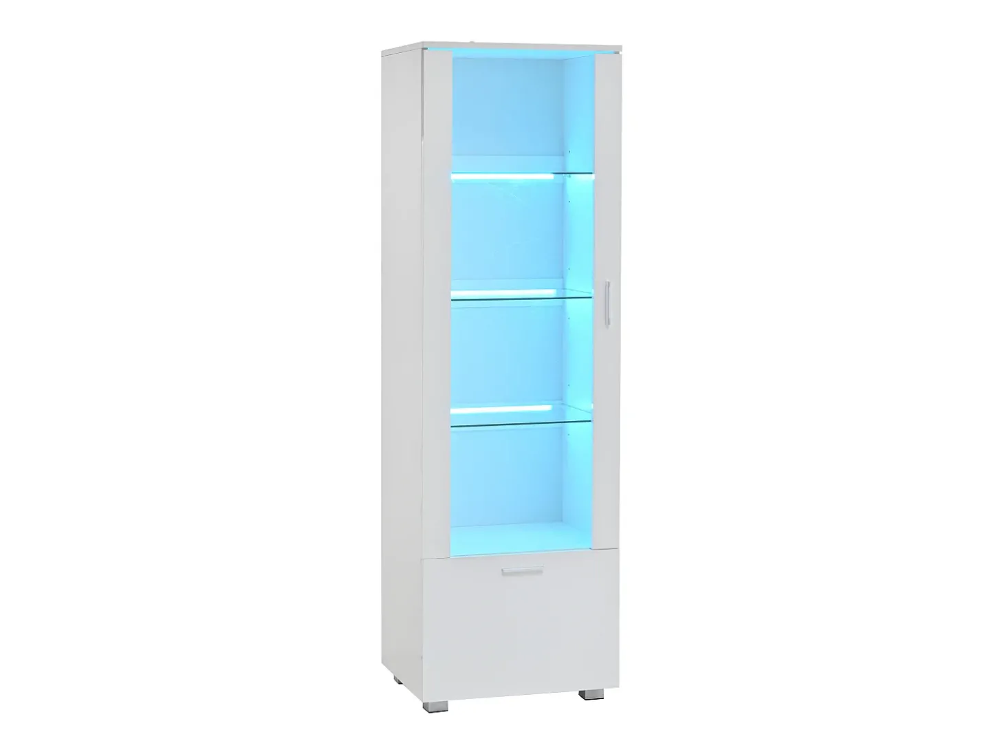 Vitrine LED branca com portas em acrílico e 3 prateleiras, 50x40x160 cm