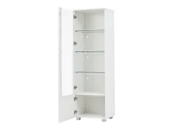Vitrine LED branca com portas em acrílico e 3 prateleiras, 50x40x160 cm