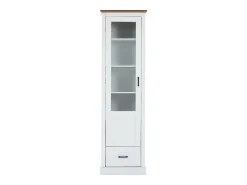 Vitrine LED moderna 50x35x178 cm - com iluminação LED - 1 gaveta - 1 porta de vidro - 5 compartimentos - branco