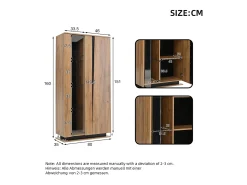 Vitrine moderna para sala de estar - 80 x 35 x 160 cm - com 8 prateleiras + 2 portas de acrílico + LEDs - aglomerado - cor natural