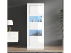 Vitrine moderna 61x42x162cm - com iluminação LED - com 2 portas - branca